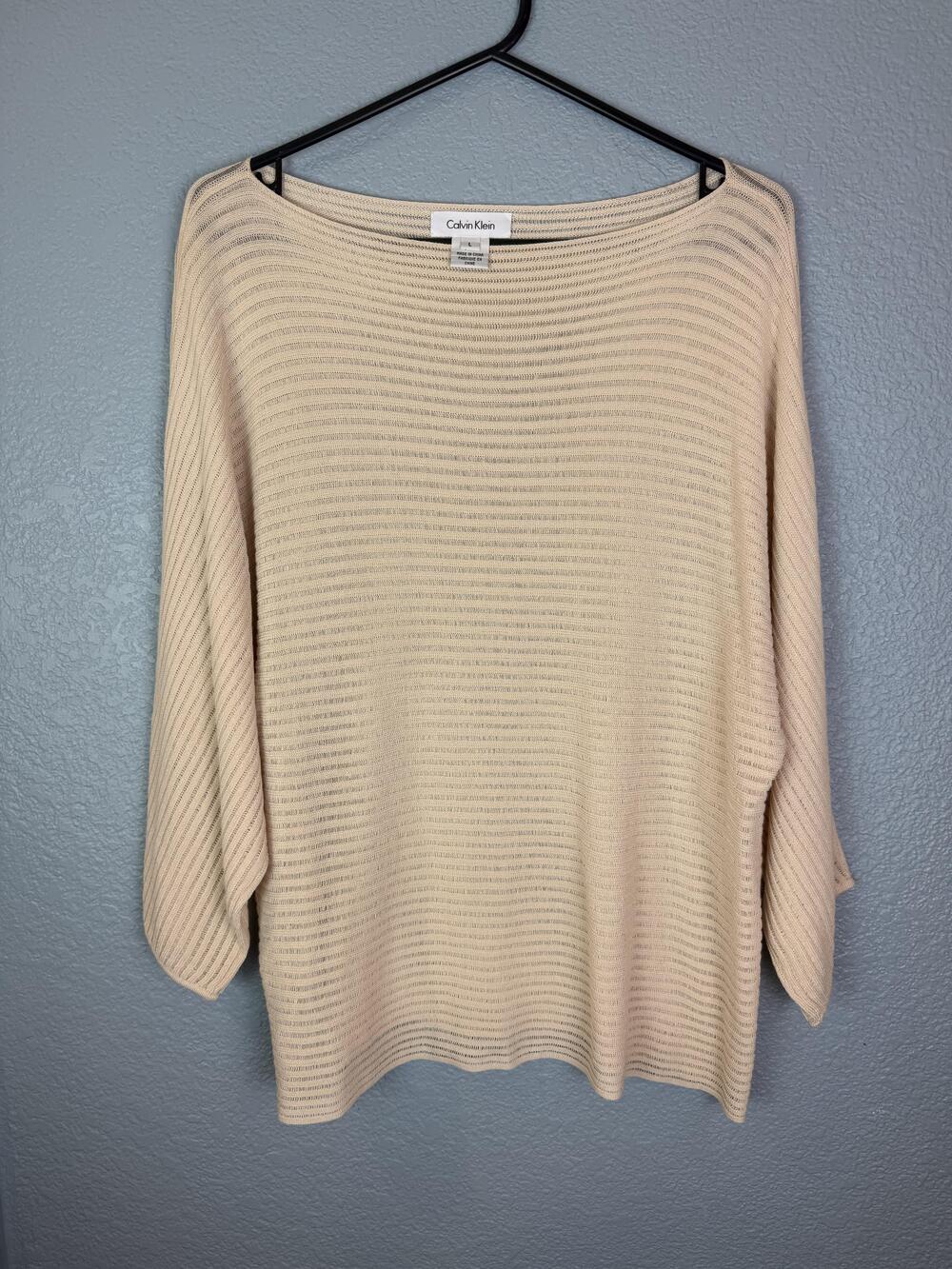 Calvin Klein Sweater Womens Large Knit Pullover Lightweight Rayon Top